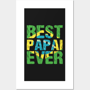 Best Papai Ever Brazilian Dad Father Brasil Flag Distressed Posters and Art